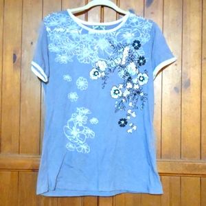 Vanilla Sugar lilac cotton tee with flowers.